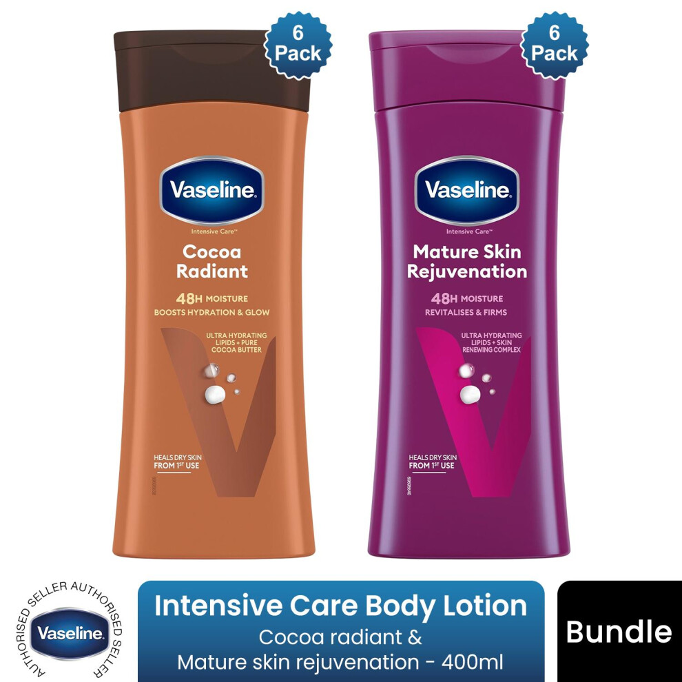 Vaseline Intensive Care Body Lotion Cocoa Radiant & Mature Skin 400Ml, 6 Pack Each