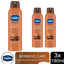 Vaseline Intensive Care Cocoa Radiant Spray Body Moisturiser 190ml 3 Pack