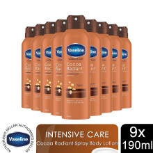 Vaseline Intensive Care Cocoa Radiant Spray Body Moisturiser 190ml 9 Pack