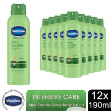 Vaseline Intensive Care Spray Body Moisturiser Aloe Soothe 190ml, 12 Pack