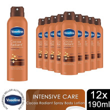 Vaseline Intensive Care Cocoa Radiant Spray Body Moisturiser 190ml 12 Pack