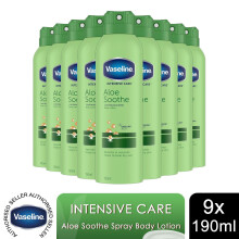 Vaseline Intensive Care Spray Body Moisturiser Aloe Soothe 190ml, 9 Pack