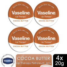 Vaseline Lip Therapy Cocoa Butter 20gm Petroleum Jelly Dry Lip Treatment, 4 Pack