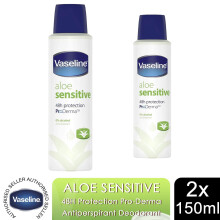 Vaseline ProDerma Aloe Sensitive Antiperspirant Deodorant Spray 150ml, 2 Pack
