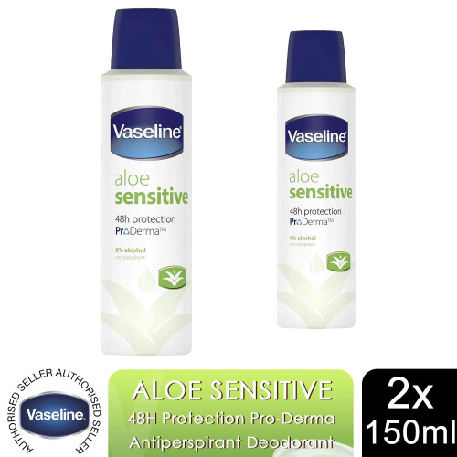 Vaseline Vaseline ProDerma Aloe Sensitive Antiperspirant Deodorant Spray 150ml, 2 Pack