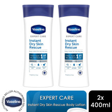 Vaseline Body Lotion Expert Care Instant Dry Skin Rescue Hydration 400ml, 2 Pack