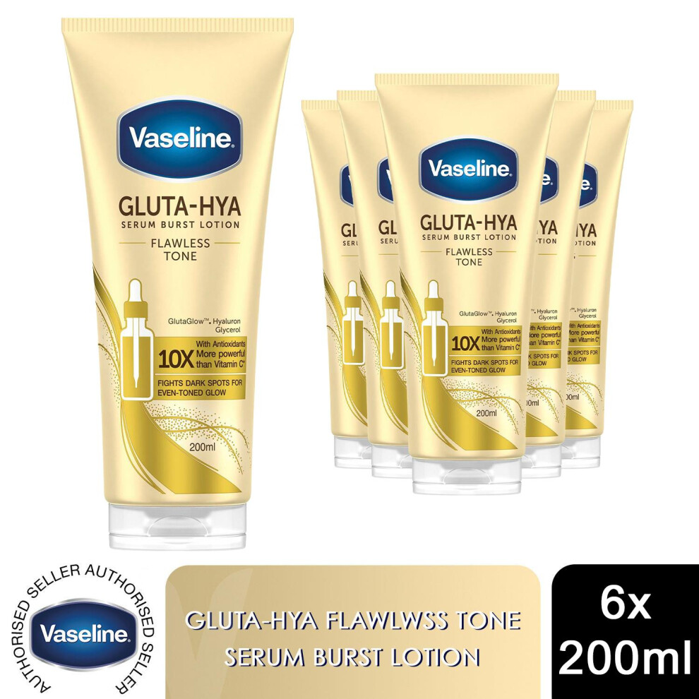Vaseline White Gluta-Hya Flawless Tone Serum Burst Body Lotion 200Ml, 6 Pack In - Image 3