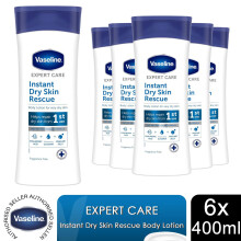 Vaseline Expert Care Instant Dry Skin Rescue Hydrating Body Lotion 400ml, 6 Pack