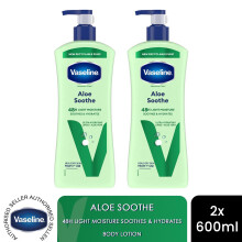 Vaseline Body Lotion Intensive Care Aloe Soothe Soothing Hydration 600ml, 2 Pack