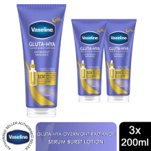 Vaseline Serum Burst Lotion Gluta-Hya Overnight Radiance 200ml, 3 Pack