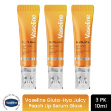 Vaseline Gluta-Hya Lip Serum Gloss Juicy Peach Hydrating Moisture Care 10ml, 3 Pack