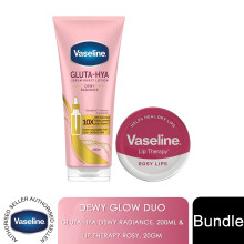 Vaseline Gluta-Hya Dewy Radiance Serum Lotion 200ml & Rosy Lips Therapy 20g