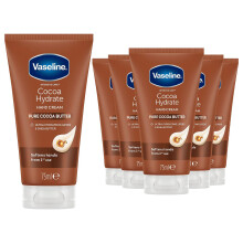 Vaseline Hand Cream Intensive Care Pure Cocoa Butter Cocoa Hydrate 75ml, 6 Pack
