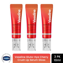 Vaseline Gluta-Hya Lip Serum Gloss Cherry Crush Hydrating Moisture Care 10ml, 3 Pack