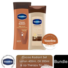 Vaseline Gift Set Cocoa Body Lotion 400ml, Gel Oil 200ml & Lip Therapy 20g