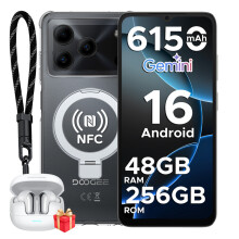 (BLACK) DOOGEE Note56 Plus VIP Edition Smartphone,48GB(6+42) RAM+256GB ROM,6.56"90Hz,Android16,6150mAh,50MP Camera,NFC,TWS Earbuds Included