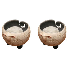 2X Sleepy Sheep Ceramic Yarn Bowl Knitting Bowl - Holds of Yarn for Free Needlecrafts, 6Inch W x 4.5Inch H