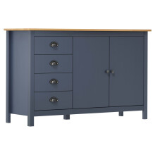 vidaXL Solid Wood Pine Sideboard Hill Grey 130x40x80 cm Wooden Side Cabinet