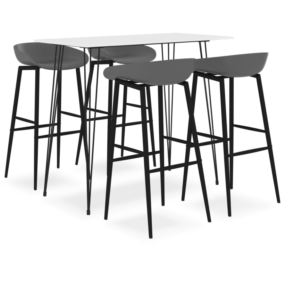 Photos - Garden Furniture VidaXL Bar Set 5 Piece White and Grey Kitchen Dining Room Chair Stool Table White,Grey 