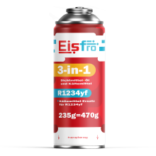 Eisfro 3in1 R1234yf Klimaanlage Nachfüllen – Auto Gas Kartusche 235g | Kältemittel Ersatz mit Öl & Dichtmittel, ECO
