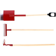 3St Miniatuur Tuingereedschap Rood Hout Plastic Voor Bonsai Decor