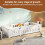 (Single, White) Kids Single Bed Frame, Padded Headboard with Wood Slat Support Base 5