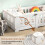 (Single, White) Kids Single Bed Frame, Padded Headboard with Wood Slat Support Base 7