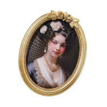Antique Oval Picture Frame With Rose Design Resin Photo-8 inch