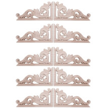10 Stück + Rechts (Je 5 Stück) Vintage Holz Geschnitzt Ecke Onlay MöBel Wand Dekor Unlackiert Frame Applique