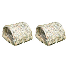 2X Woven Grass Tunnel, Secret Base for Training,Perfect for Hamsters, Guinea Pigs, Ferrets, Dwarf Rabbits