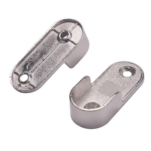 6X Oval Wardrobe Hanging Rail Rod End Bracket Support Silver Tone Pair 1