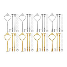 32 Sets 3 Tier Crown Cake Plate Stand Fittings Hardware Holder Kitchen Gadgets for Wedding and Party - Silver&Golden