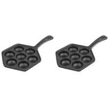 2X GefüLlte Antihaft Pfann Kuchen Pfanne Aus Guss Eisen, Munk / Aebleskiver