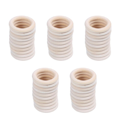 5X Holzringe Natur, Durchmesser 50mm