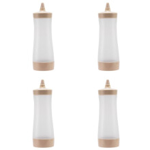 4X Drücken Flasche Küchen Zubehör Soße Boot Plastik Soße Essig Öl Ketchup Soße Menage Würze Dispenser Beige + Transparent