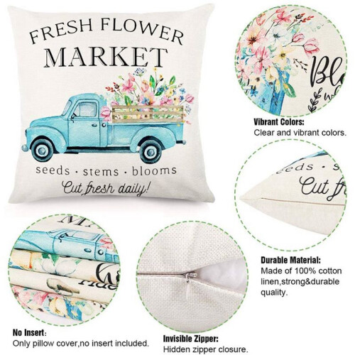 Capas de Almofadas de Primavera 18X18 Polegadas Conjunto de 8 Fronha, Capa de Almofada de Fazenda, DecoraçãO de Casa 1