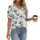Women's  Short Sleeve Button-Down V-Neck Shirts rSets -Mint L 8
