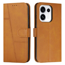 (Yellow) For Oppo Reno16 FS 5G / Oppo Reno16 F 5G Leather Phone Case Foldable Stand Wallet Flip Cover with Strap