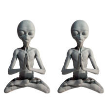 2X Witchcraft Meditation Alien Statue Resin Ornament Alien Garden Home Office Yard Art Decor for Indoor Outdoor