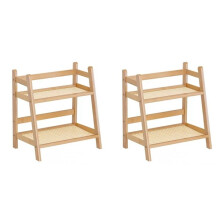 2X Wooden Storage Shelf,2-Tier Desktop Organizer - Multi-Use Display Rack for Office Supplies, Makeup, Stationery