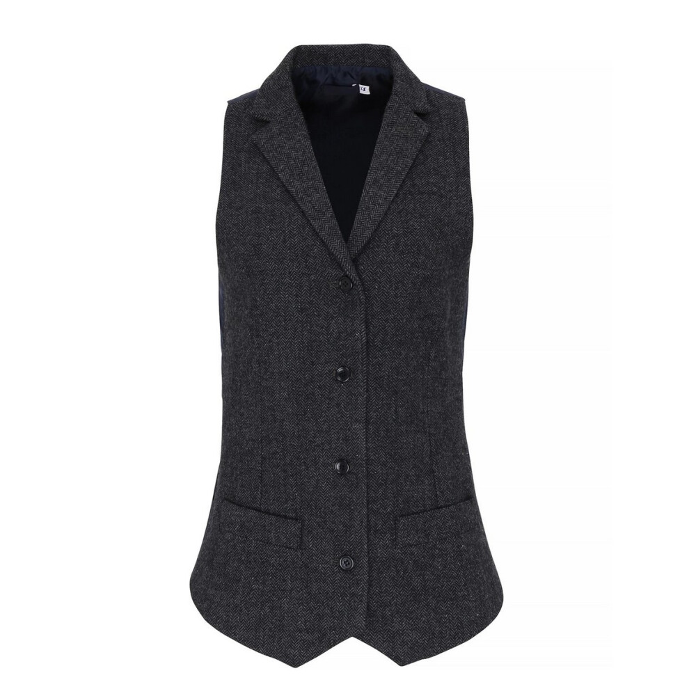 Premier Women's / Herringbone Waistcoat - Charcoal - 10 Uk - Charcoal - 50% Polyester/45% Wool/5% Mixed Fibre - Image 3