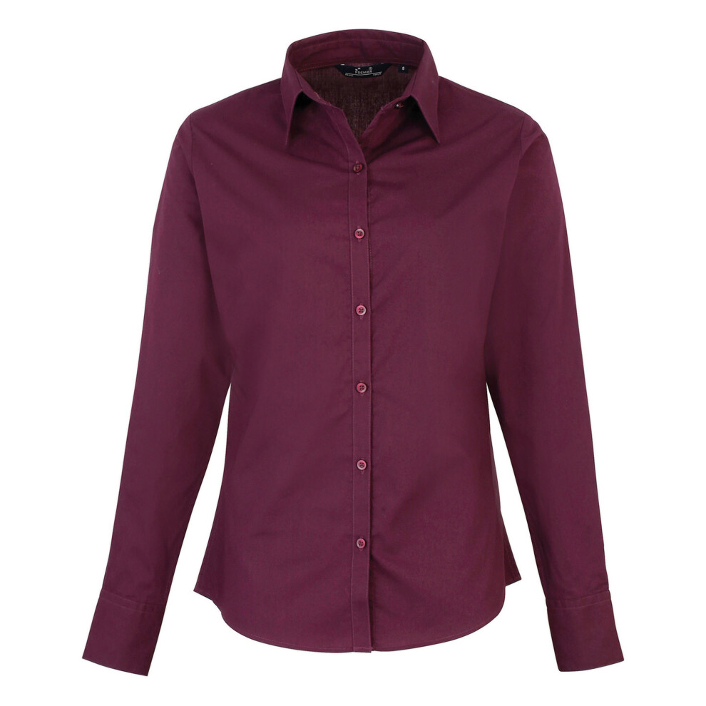 Premier (18, Aubergine) Womens/Ladies Poplin Long-Sleeved Blouse