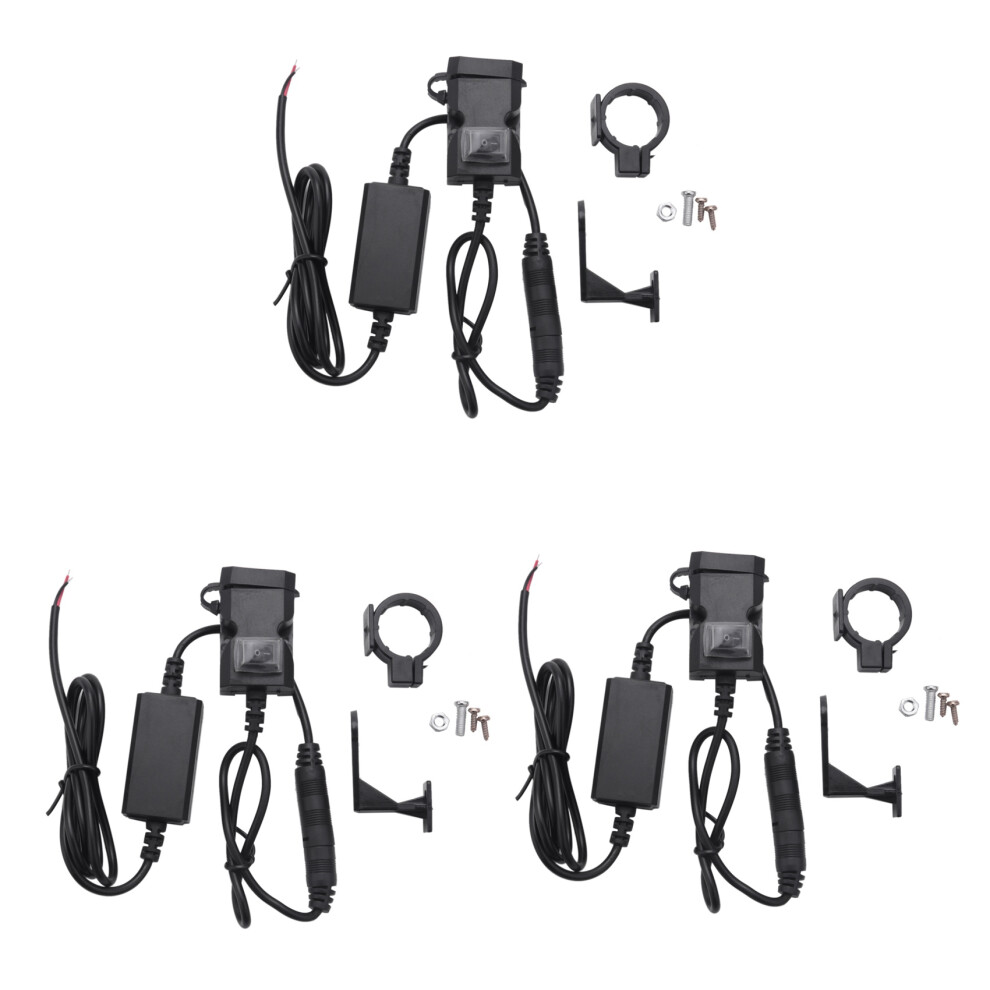 3X 12V Waterproof Motorbike Motorcycle Dual-Usb Charger Power Socket Adapter Outlet 6032719241690