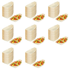 400X Bouchées - Bols, Bois Biodégradable "Bateau" 11 cm x 6,5 cm