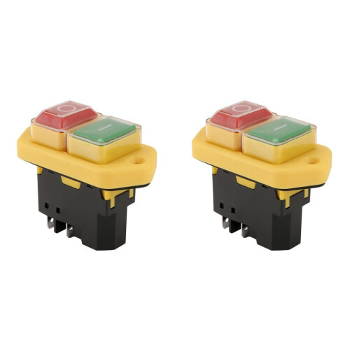 2X YH02-A Electromagnetic  220V 15A 5PIN Start Push Button for Machine Tool Equipment Waterproof Panel
