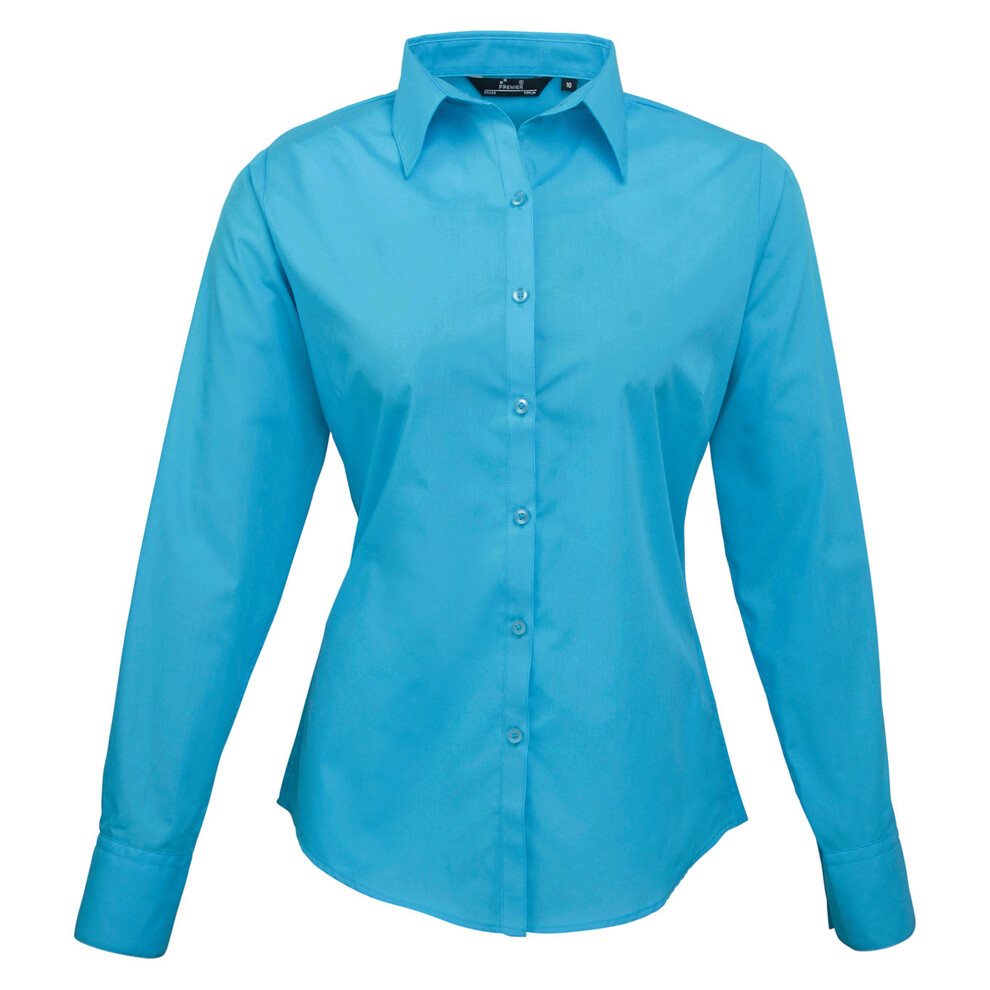 Premier (8, Turquoise) Womens/Ladies Poplin Long-Sleeved Blouse