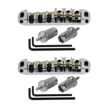 2X Chrom Metall Plated Roller Sattel Tune-O-Matic Bruecke fuer  Style E-Gitarre Ersatz