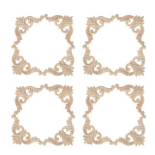 Wood Carved Corner Mouldings Onlay Applique Unpainted Furniture Decor 16Pcs 12X12cm