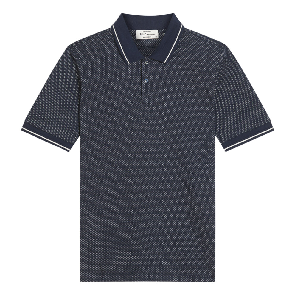 Ben Sherman (L, Dark Navy) Mens Jacquard Polo Shirt