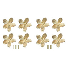 8X Flower Drawer Knobs Petal Cabinet Knobs Dresser Knobs Furniture Drawer Pulls Handles for Wardrobe Door Pulls Old Gold
